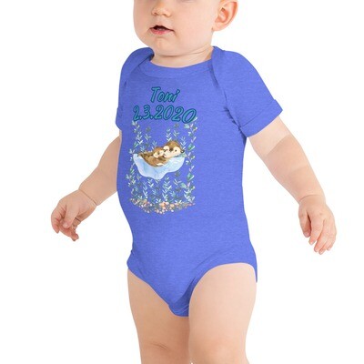 Baby Body Otter Love 100% Baumwolle, personalisiert mit Namen und Geburtsdaten