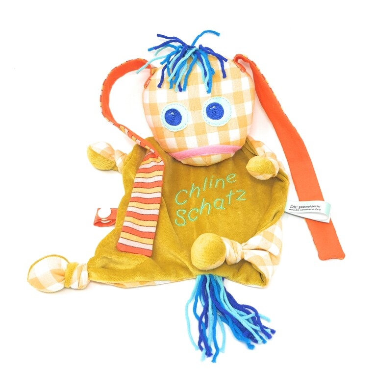 Das kleine Ich Bin Ich Stofftier Schmusetuch gelb personalisierbar mit Namen aus geprüften Materialen. Geschenk zur Geburt, Taufe, Patengeschenk