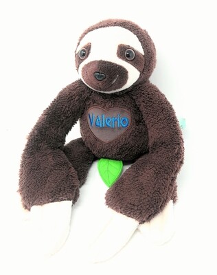 Personalisierte Spieluhr Faultier mokka Gr. 45 cm, Kuscheltier Faultier mit Namen und Wunschmelodie, süßes Geschenk für Geburt, Taufe, Geburtstag