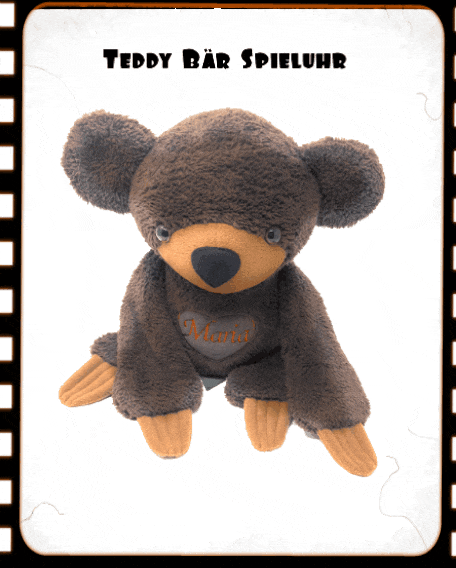 Personalisierte Spieluhr Teddy Bär mit Wunschmelodie, mokka Gr. 40 cm, Kuscheltier Teddy Bär mit Namen  süßes Geschenk für Geburt, Taufe, Geburtstag