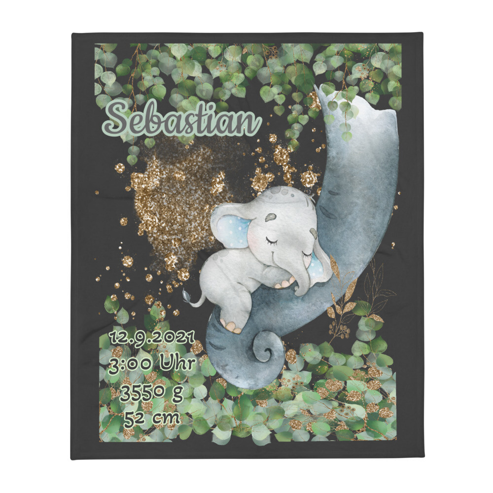 Baby Elefant Eukalyptus und Namensdecke Personalisierte