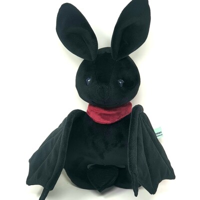 Personalisiertes Kuscheltier für Spieluhr Fledermaus schwarz Gr. 30 cm, Plüschtier Fledermaus mit Namen und Wunschmelodie, süßes Geschenk für Geburt, Taufe, Geburtstag