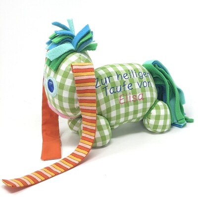 Das kleine Ich Bin Ich Stofftier lindgrün personalisierbar mit Namen aus Öko Baumwolle. Geschenk zum Geburtstag, Einschulung