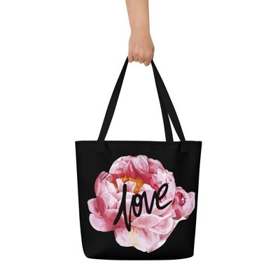 Love Flowers Black Bag