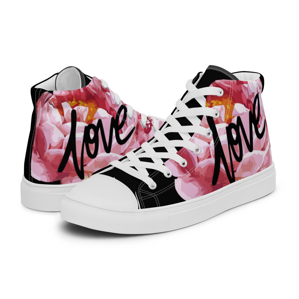 Love is Blooming Women’s high top canvas shoes