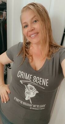 Crime Scene Female V Cut Shirt (GRAY)