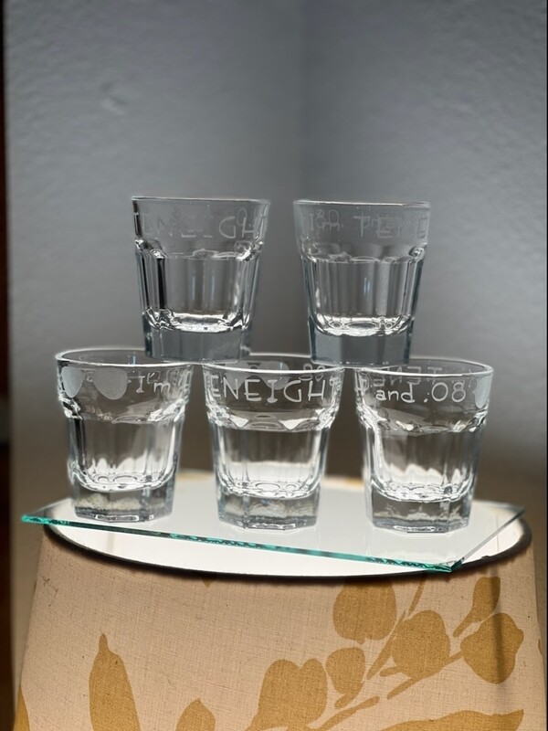 Etched 1.5 Ounce Ten Eight Shot Glass