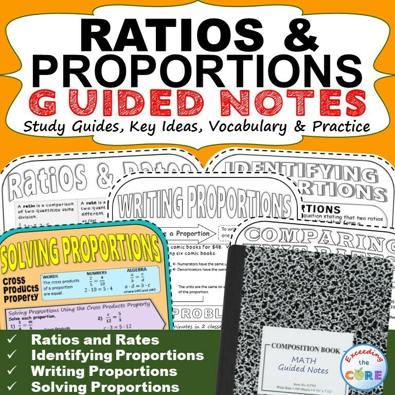 RATIOS and PROPORTIONS Doodle Math - Interactive Notebooks (Guided Notes)