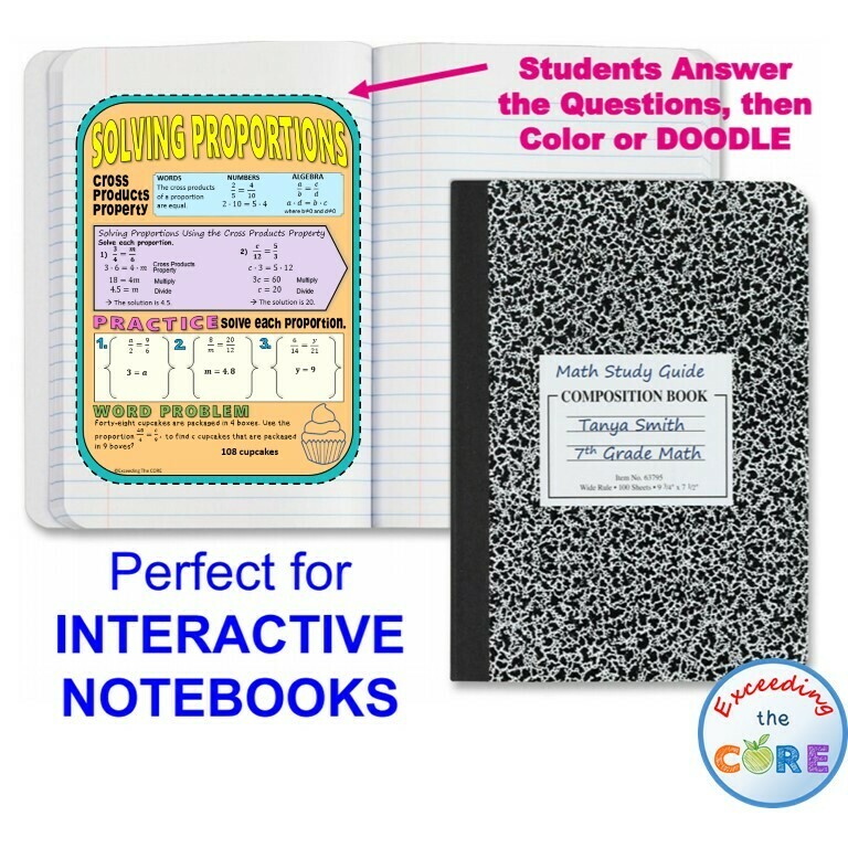 RATIOS and PROPORTIONS Doodle Math - Interactive Notebooks (Guided Notes)