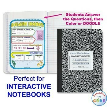 INTEGERS Doodle Math - Interactive Notebooks (Guided Notes)