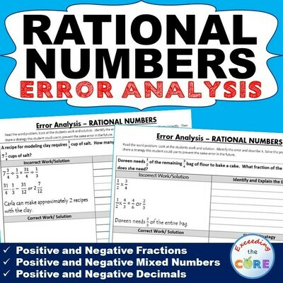 RATIONAL NUMBERS (Fractions and Decimals) Error Analysis (Find the Error)