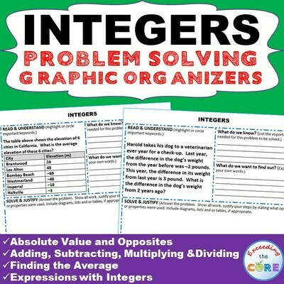INTEGERS WORD PROBLEMS with Graphic Organizer