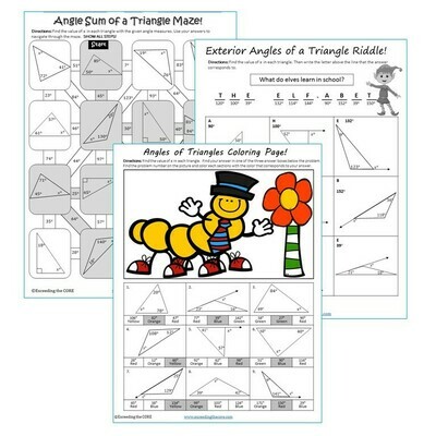 ANGLES OF TRIANGLES Maze, Riddle, &amp; Color by Number (Fun MATH Activities)