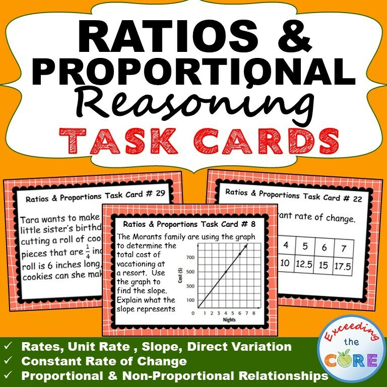RATIOS &amp; PROPORTIONAL REASONING Task Cards Word Problems {40 Cards}