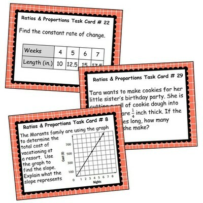 RATIOS &amp; PROPORTIONAL REASONING Task Cards Word Problems {40 Cards}