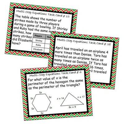MULTI-STEP EQUATIONS Word Problems - Task Cards {40 Cards}