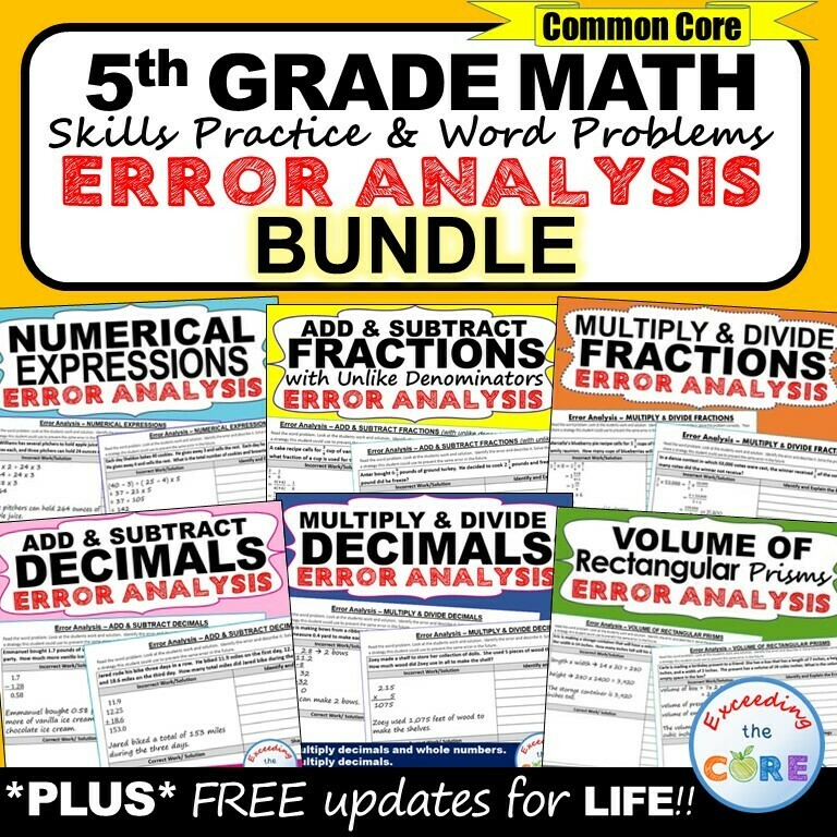 5th Grade Math ERROR ANALYSIS (Find the Error) BUNDLE