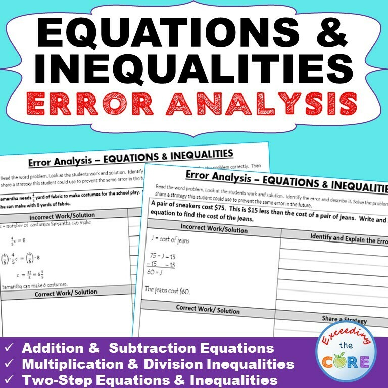 EQUATIONS &amp; INEQUALITIES - Error Analysis (Find the Error)