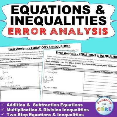EQUATIONS & INEQUALITIES - Error Analysis (Find the Error)