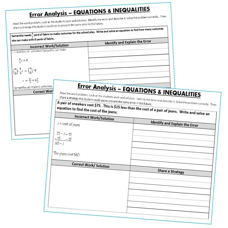 EQUATIONS &amp; INEQUALITIES - Error Analysis (Find the Error)