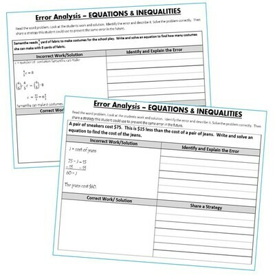EQUATIONS &amp; INEQUALITIES - Error Analysis (Find the Error)