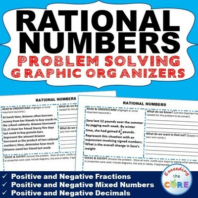 RATIONAL NUMBERS (Fractions & Decimals) Word Problem Graphic Organizer