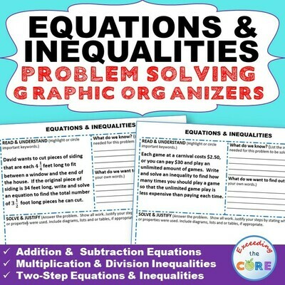 EQUATIONS & INEQUALITIES Word Problems with Graphic Organizer
