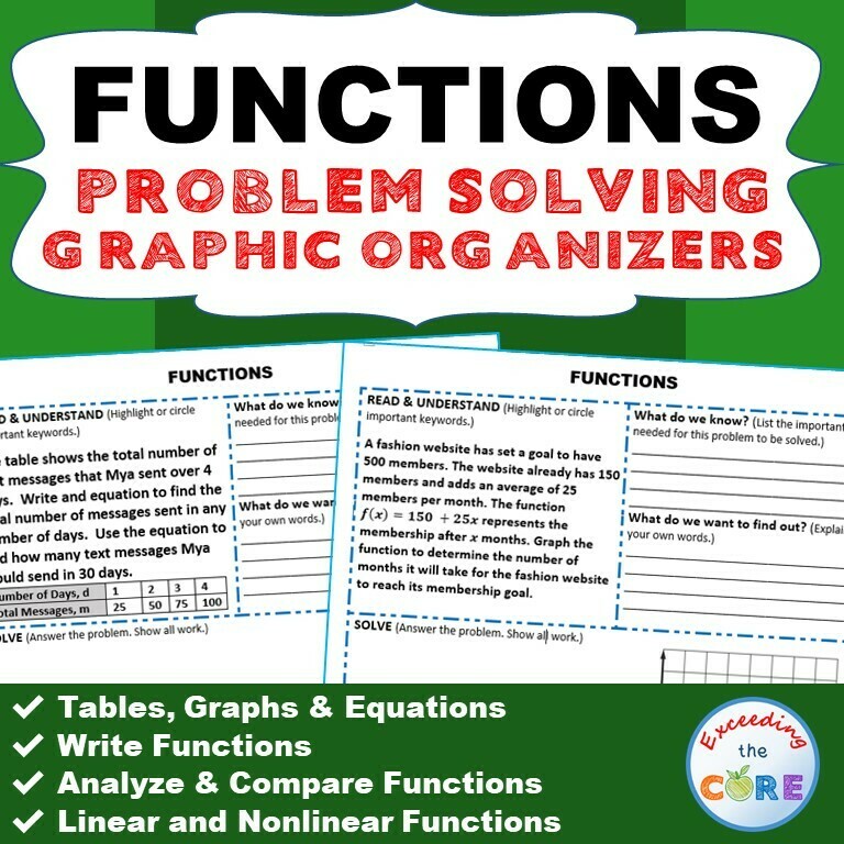 FUNCTIONS Word Problems with Graphic Organizer