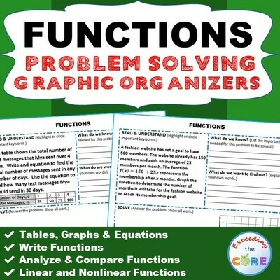 FUNCTIONS Word Problems with Graphic Organizer