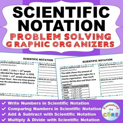 SCIENTIFIC NOTATION Word Problems with Graphic Organizer