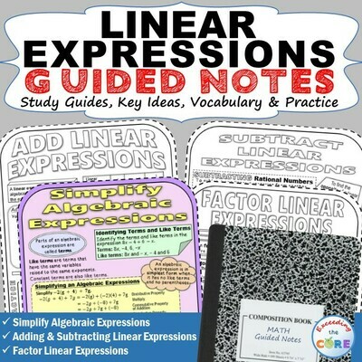 LINEAR EXPRESSIONS Doodle Math - Interactive Notebooks (Guided Notes)