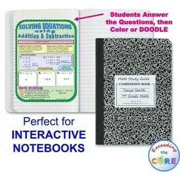 EQUATIONS Doodle Math - Interactive Notebooks (Guided Notes)