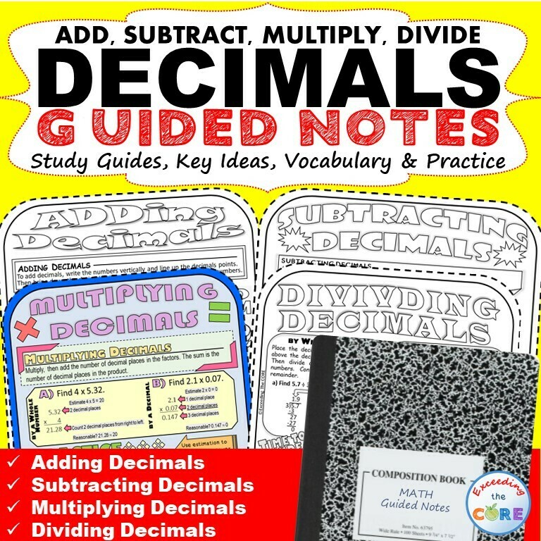 DECIMALS Doodle Math - Interactive Notebooks (Guided Notes)