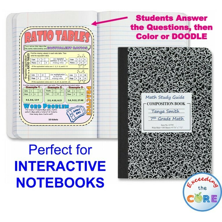 RATIOS AND RATES Doodle Math Interactive Notebooks (Guided Notes)