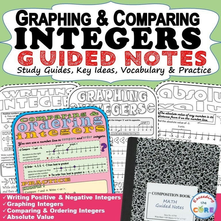 GRAPHING &amp; COMPARING INTEGERS Doodle Math - Interactive Notebooks (Guided Notes)