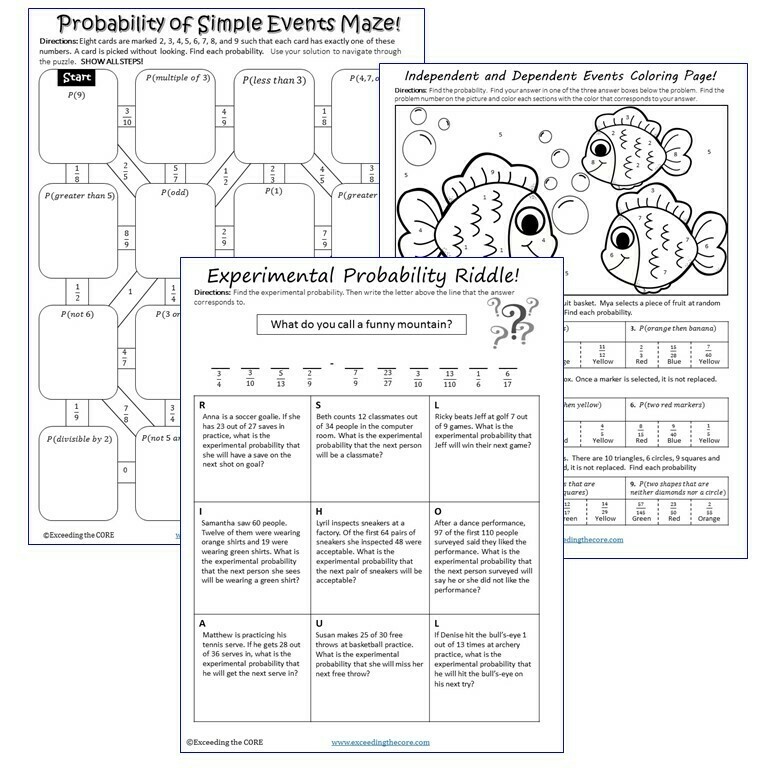 PROBABILITY Maze, Riddle, Color by Number Coloring Page (Fun MATH Activities)