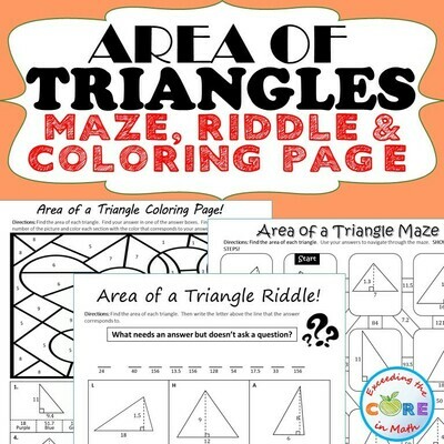 AREA OF TRIANGLES Maze, Riddle, Coloring Page Color by Numbers Math Activities