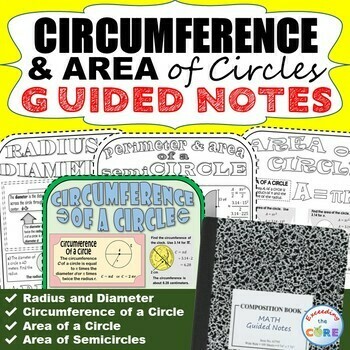 CIRCUMFERENCE & AREA of CIRCLES Doodle Math - Interactive Notebooks Guided Notes