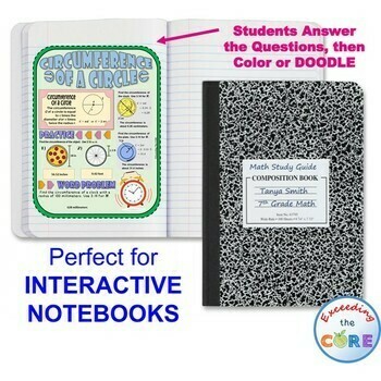 CIRCUMFERENCE &amp; AREA of CIRCLES Doodle Math - Interactive Notebooks Guided Notes