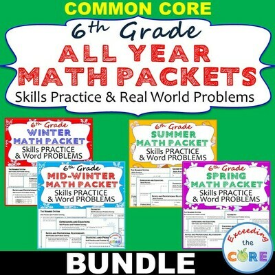 6th Grade ALL YEAR MATH PACKETS Bundle { COMMON CORE Assessment}
