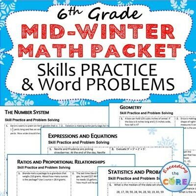 6th Grade MID WINTER February MATH PACKET { COMMON CORE Assessment}