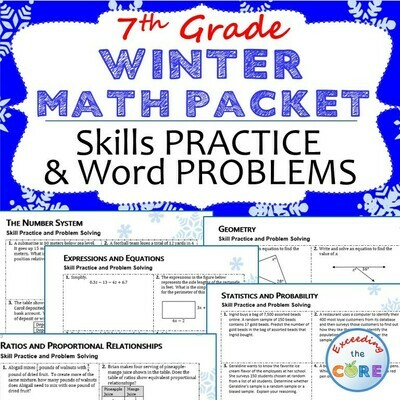 7th Grade WINTER / December MATH PACKET - { COMMON CORE Assessment }