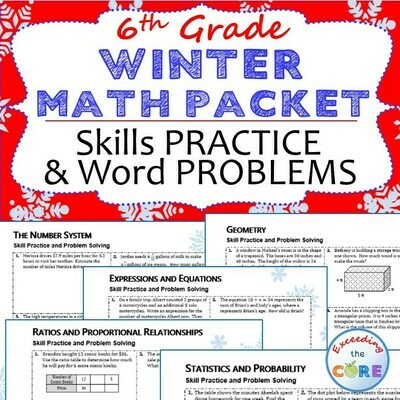 6th Grade WINTER / December MATH PACKET - { COMMON CORE Assessment }