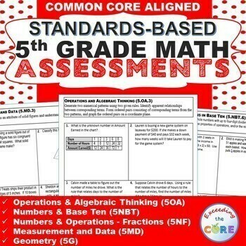 5th Grade Math Standards Based Assessments BUNDLE * All Standards * Common Core