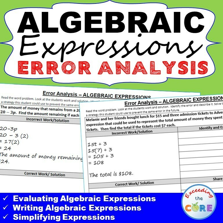 ALGEBRAIC EXPRESSIONS Error Analysis - Find the Error
