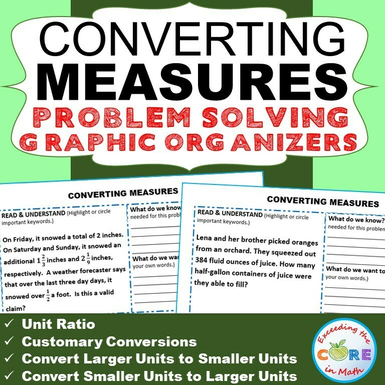CONVERT CUSTOMARY UNITS OF MEASURE Word Problems with Graphic Organizer