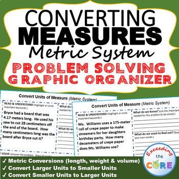 CONVERT METRIC UNITS OF MEASURE Word Problems with Graphic Organizer