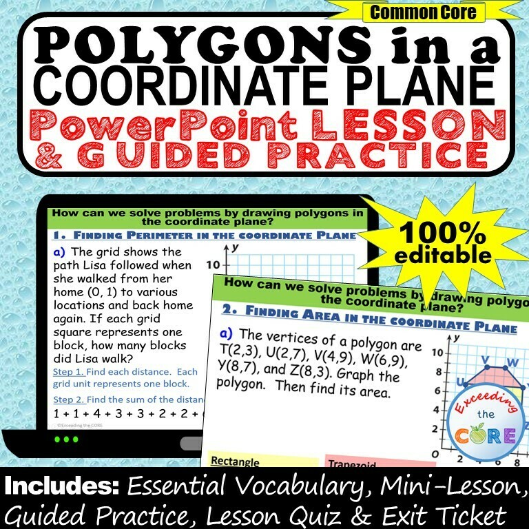 POLYGONS IN THE COORDINATE PLANE (perimeter / area) PowerPoint Lesson & Practice