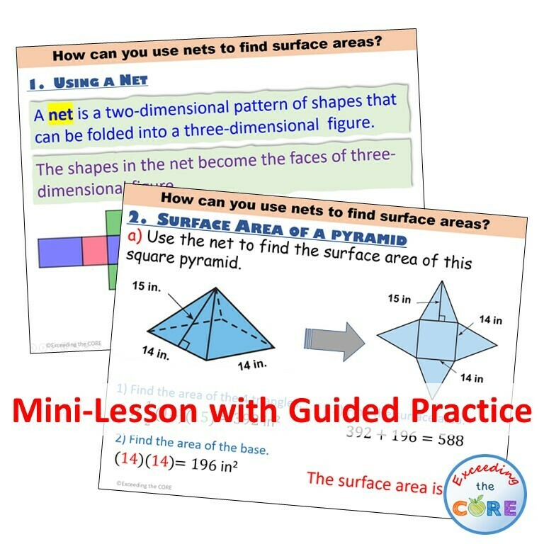 NETS AND SURFACE AREA PowerPoint Lesson AND Guided Practice