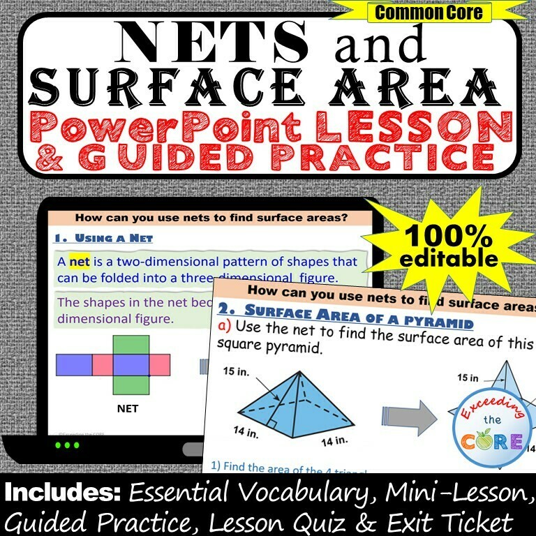 NETS AND SURFACE AREA PowerPoint Lesson AND Guided Practice